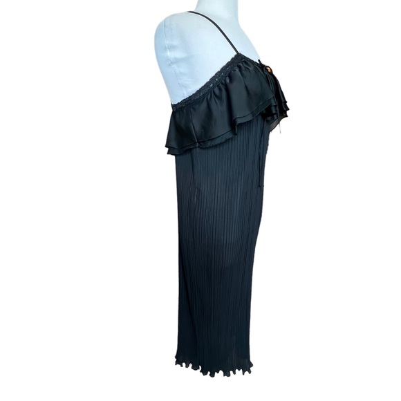 Lanvin Paris New York Black Crinkle Dress MIDI Fits Small Medium Sleeveless - Picture 8 of 16